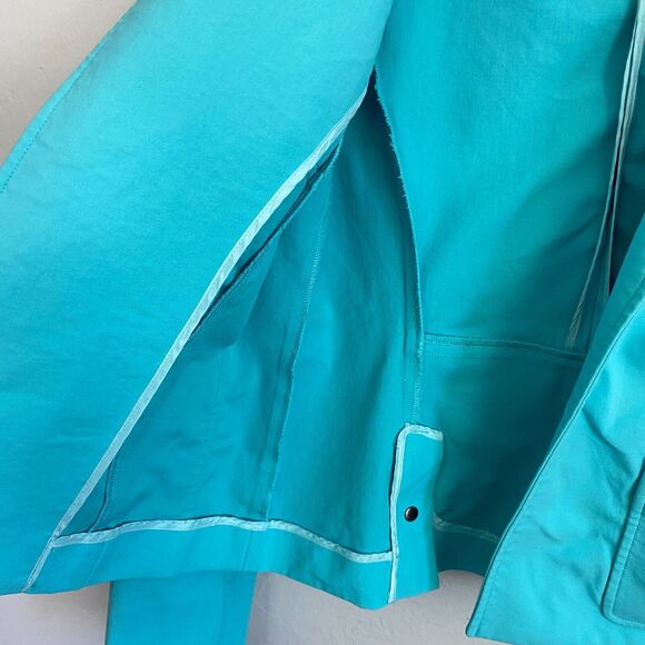 Nina McLemore Turquoise Blazer Jacket Women Size 8 Open Front Stretch - Picture 5 of 15